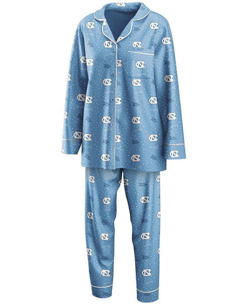 Набор для сна Пижама WEAR by Erin Andrews женская синяя майка с длинным рукавом и штаны North Carolina Tar Heels