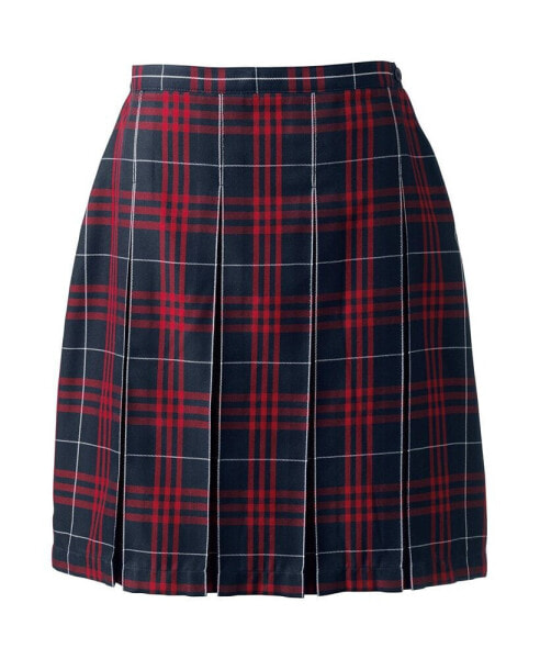 Women's School Uniform Plaid Box Pleat Skirt Top of the Knee