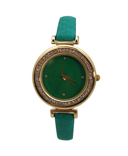 Soft Leather Solid Colors and Rhinestones Women Watch