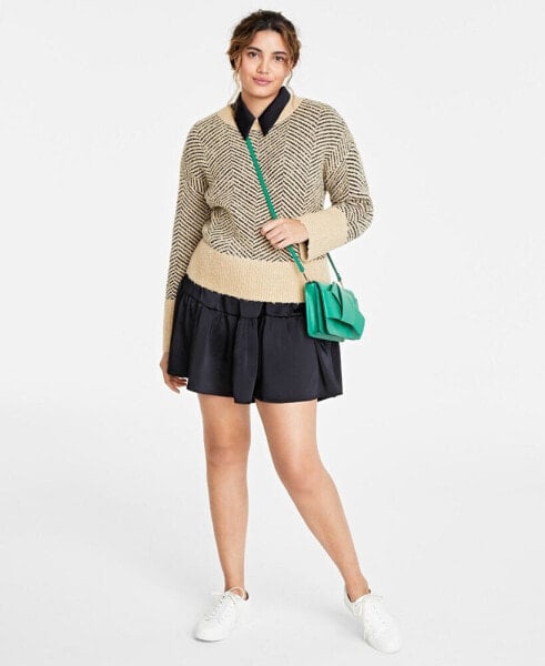 Women's Herringbone Crewneck Sweater, Created for Macy's