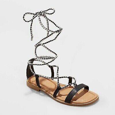 Women's Aurelie Lace-Up Sandals - Universal Thread Black 5.5