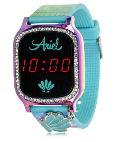 Disney Princess Kid's Touch Screen Aqua Silicone Strap LED Watch, with Hanging Charm 36mm x 33 mm