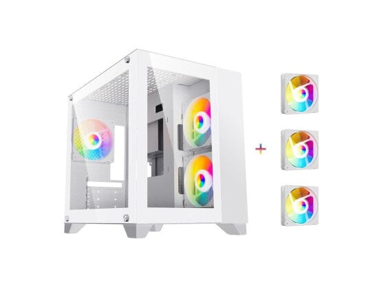 DIYPC ARGB-Q3.v2 White Tempered Glass Micro ATX Gaming PC Computer Case