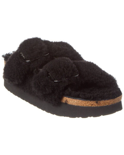 Papillio By Birkenstock Arizona Big Buckle Narrow Shearling Sandal Women's Black