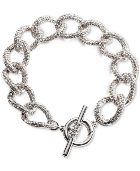 Silver-Tone Pavé Curb Chain Flex Bracelet