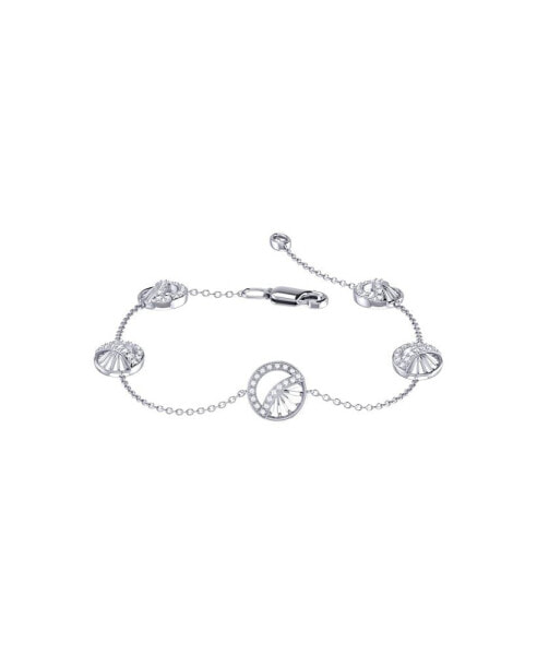 Moon Phases Design Sterling Silver Diamond Women Bracelet