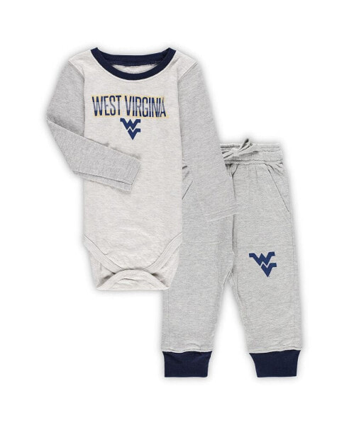 Костюм для малышей Wes & Willy комплект Рубашка с длинным рукавом и штаны, серый, для мальчиков и девочек Уэст-Вирджинии Mountaineers