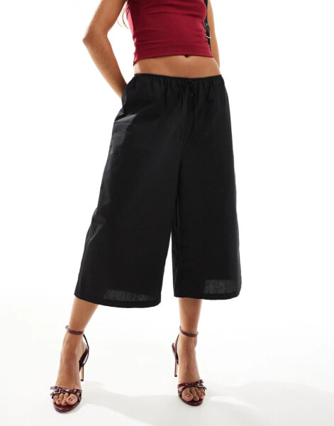 ASOS DESIGN poplin longline shorts in black