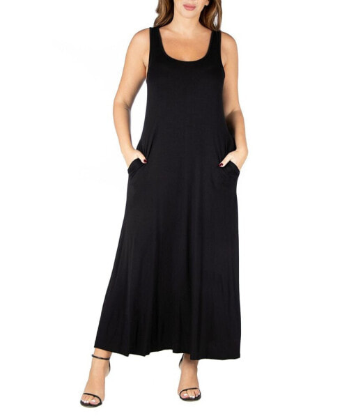 Plus Size Sleeveless Maxi Dress with Pockets
