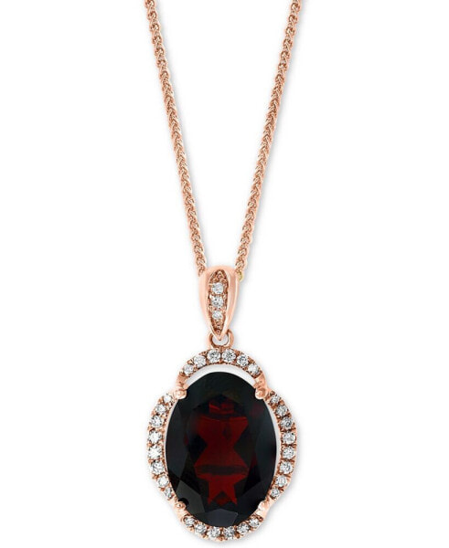 Garnet (7-5/8 ct. t.w.) & Diamond (1/5 ct. t.w.) 18" Pendant Necklace in 14k Rose Gold