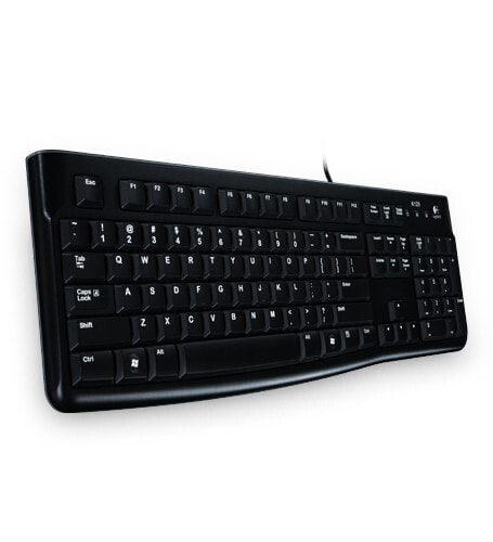 Logitech K120 Corded Keyboard - Full-size (100%) - Wired - USB - Black