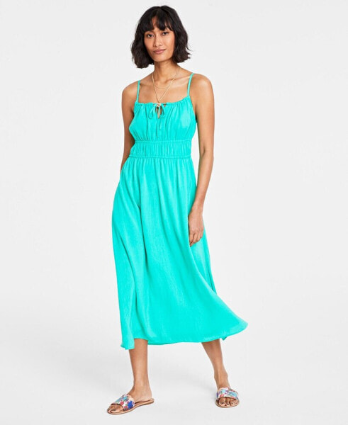 Trendy Plus Size Tie-Front Strappy Midi Dress, Created for Macy's