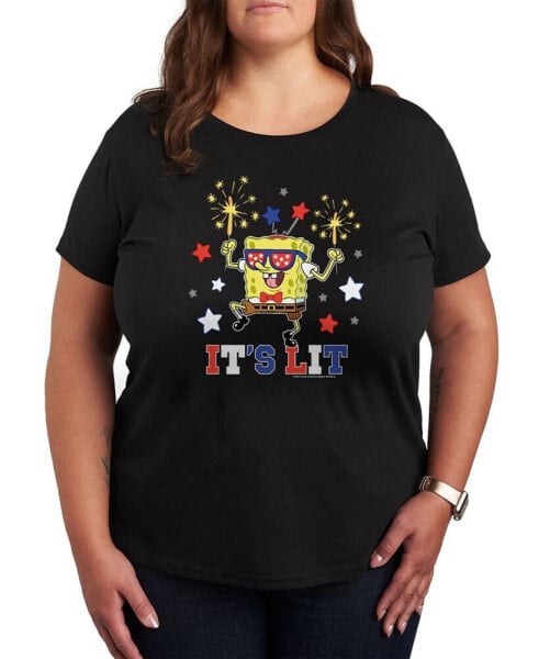 Trendy Plus Size SpongeBob SquarePants 4th of July Graphic T-Shirt