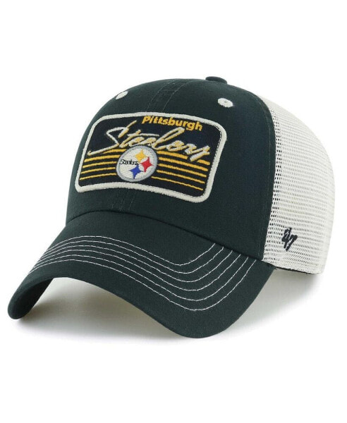 Men's Black, Natural Distressed Pittsburgh Steelers Five Point Trucker Clean Up Adjustable Hat