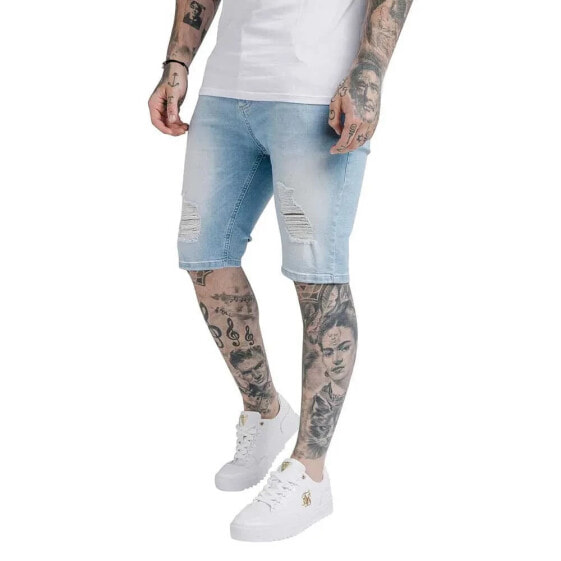 SIKSILK Distressed denim shorts