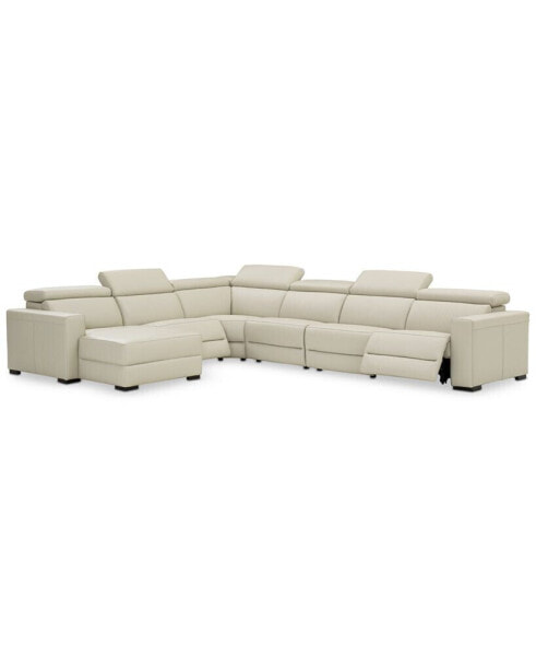 Nevio 6-pc Leather Sectional Sofa with Chaise, 2 Power Recliners and Articulating Headrests, Created for Macy's