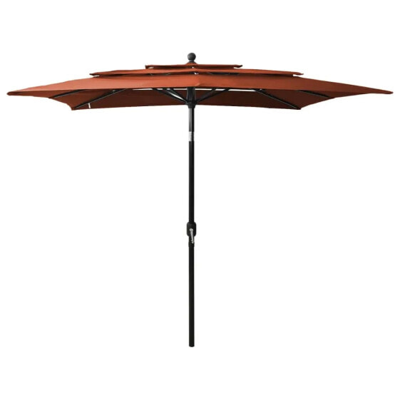 Садовый зонт vidaXL Sonnenschirm 3-слойный с мастом из порошкового алюминия - Терракота-красный