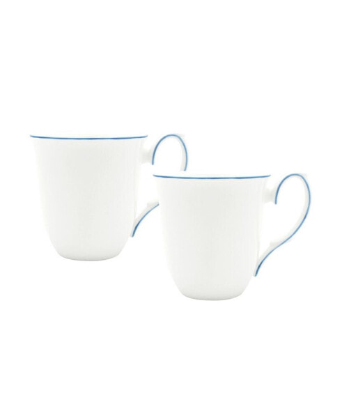 Amelie Royal Blue Rim Mugs - Set of 2