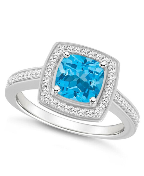 Кольцо Macy's Blue Topaz Dazzle Diamond Halo.