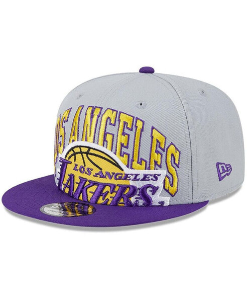 Бейсболка мужская New Era серая с фиолетовым Los Angeles Lakers Tip-Off Two-Tone 9FIFTY Snapback Hat