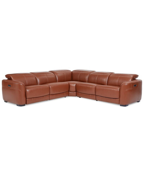 Lexanna 5-Pc. Leather Sectional with 3 Power Motion Recliners, Created for Macy's