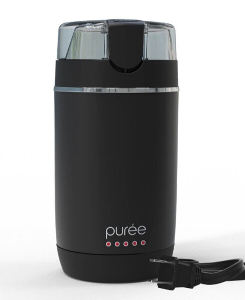 Puree Electric Coffee Grinder, One-Touch Spice, Herb, and Coffee Bean Grinder with Stainless Steel Blades