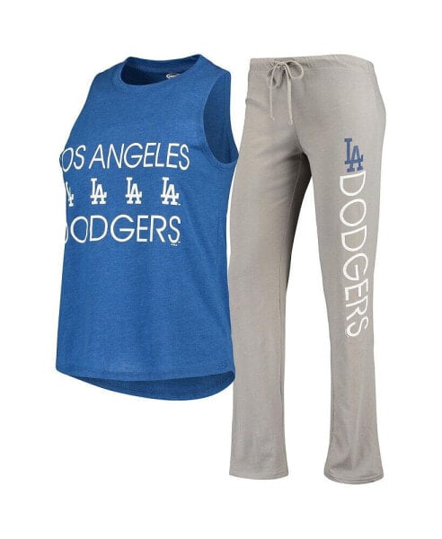 Women's Gray, Royal Los Angeles Dodgers Meter Muscle Tank Top and Pants Sleep Set
