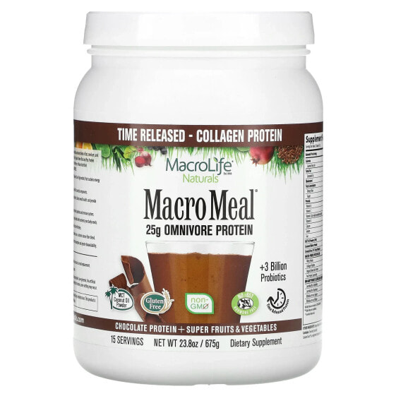 Растительный протеин Macrolife Naturals MacroMeal суперфрукты и овощи шоколадный 675 г (23.8 унции)