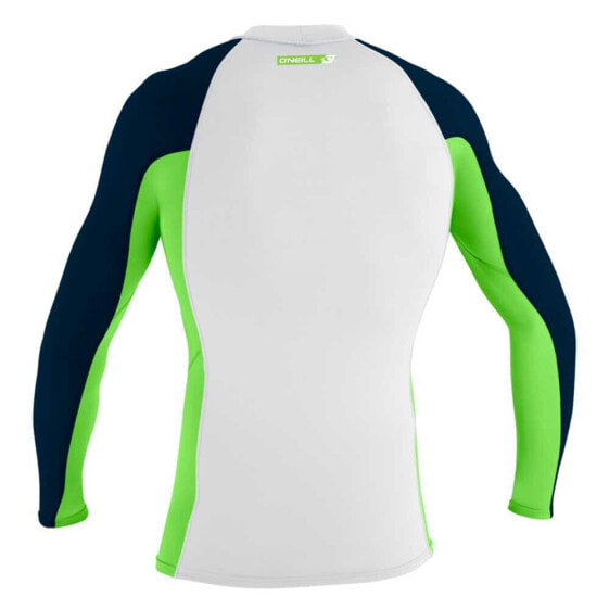 Рашгард O'Neill Wetsuits Premium Skins с длинным рукавом, белый/ярко-зеленый/живописный, для серфинга