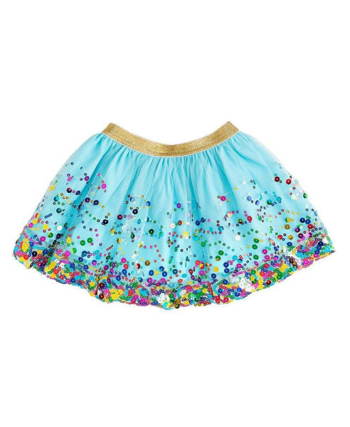 Little and Big Girls Aqua Confetti Tutu Skirt