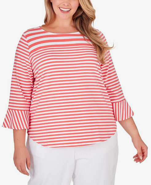 Plus Size Patio Party Striped Jersey Top