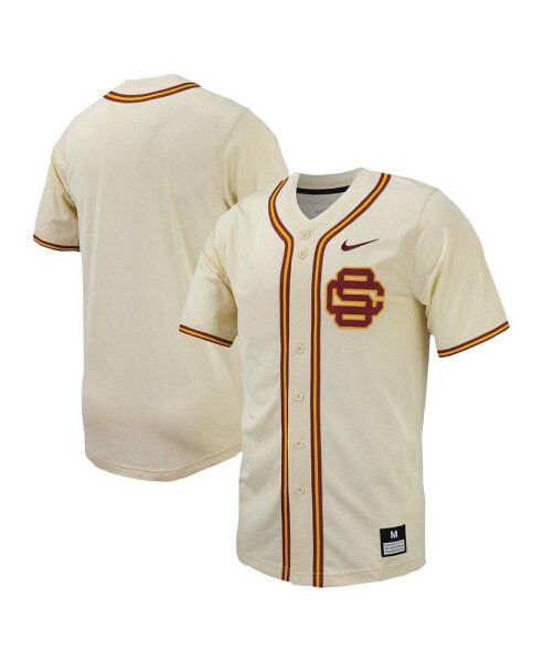 Men's Cream USC Trojans Replica Full-Button Baseball Jersey