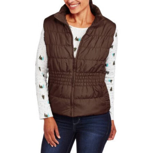 Climate Concepts Women's Brown 100% Polyester Quilted Puffer Vest Size M