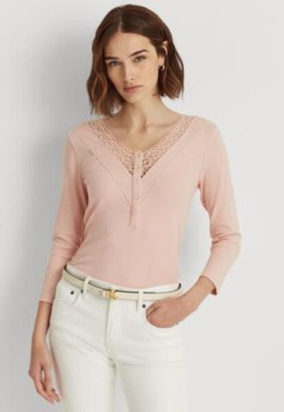 Топ с цветочным кружевом Lauren Ralph Lauren бледно-розовый размер XL