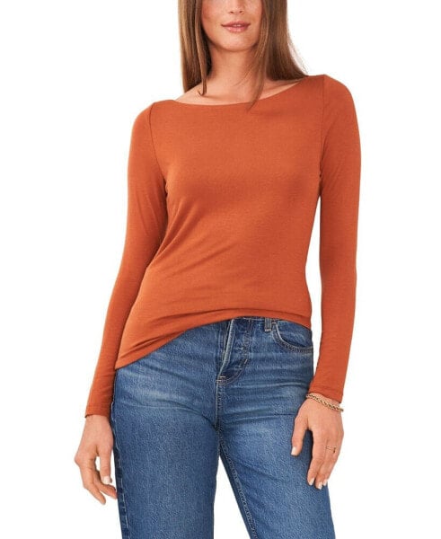 Women's Long Sleeve Cowl with Cross Strap Top