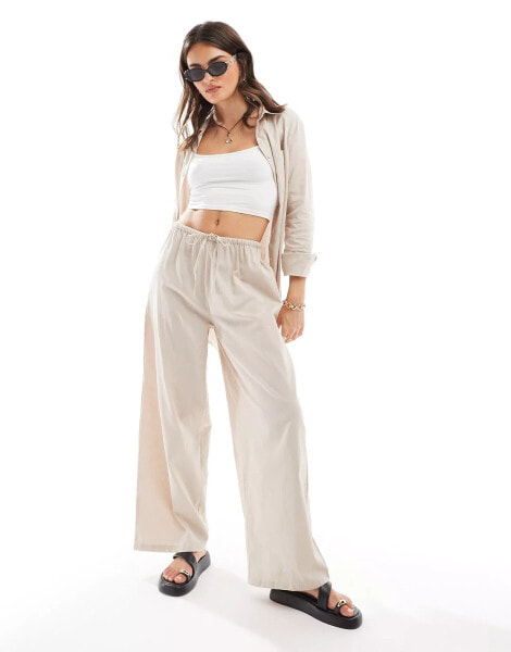 Esmee Exclusive beach trouser co-ord in oat