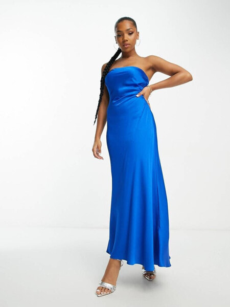 Женское вечернее платье Forever New Trägerloses Maxi-Säulenkleid in leuchtendem Blau