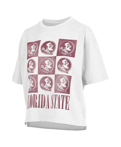 Women's White Distressed Florida State Seminoles Motley Crew Andy Waist Length Oversized T-shirt