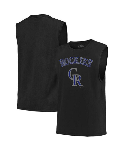 Men's Threads Black Colorado Rockies Softhand Muscle Tank Top
