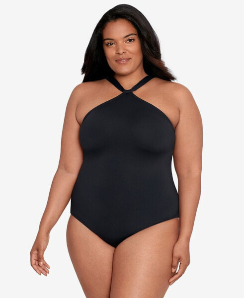 Plus Size Tummy-Control High-Neck One-Piece Swimsuit