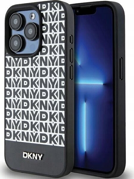 DKNY DKNY DKHMP15LPSOSPK iPhone 15 Pro 6.1" czarny/black hardcase Leather Printed Pattern Metal Logo MagSafe