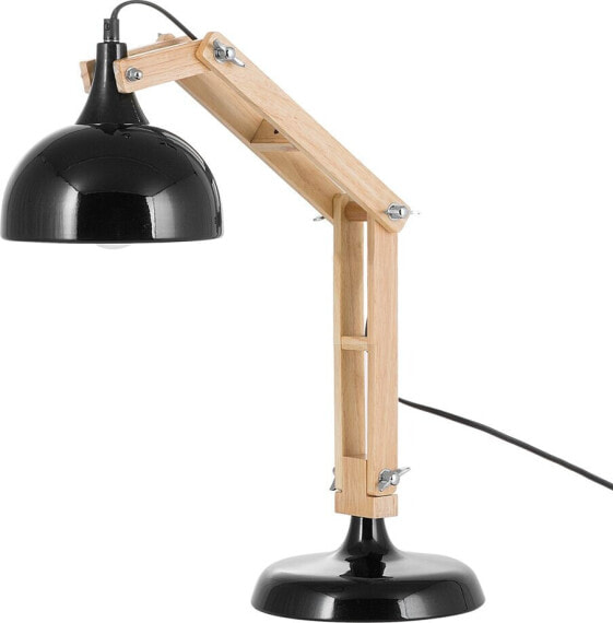 Lampa stołowa Beliani Lampka biurkowa regulowana drewniana czarna SALADO