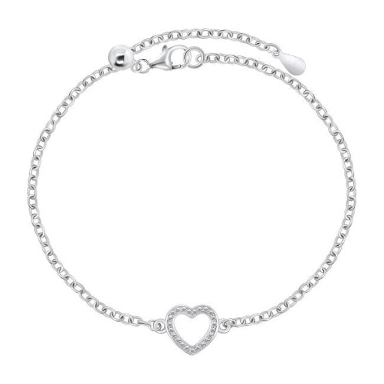 Charming silver bracelet Heart with zircons BRC80W