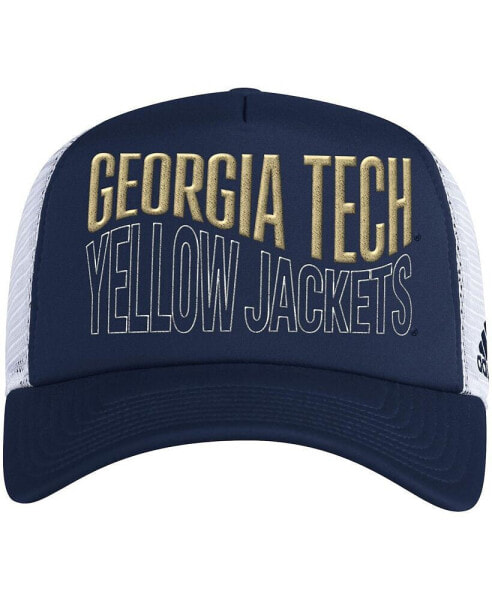 Men's Navy and White Georgia Tech Yellow Jackets Wave Foam Trucker Snapback Hat