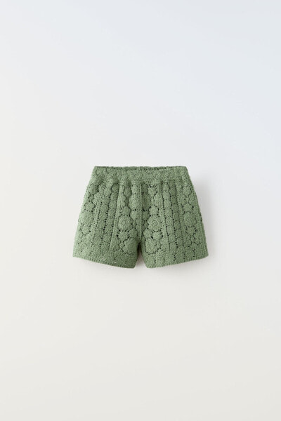 Crochet knit bermuda shorts