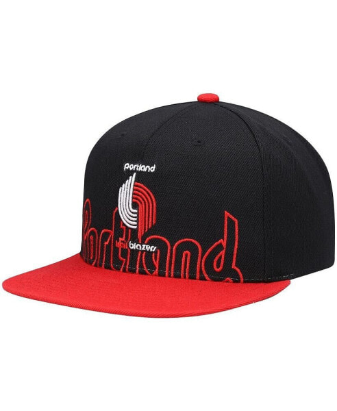 Men's Black, Red Portland Trail Blazers Hardwood Classics Low Big Face Snapback Hat