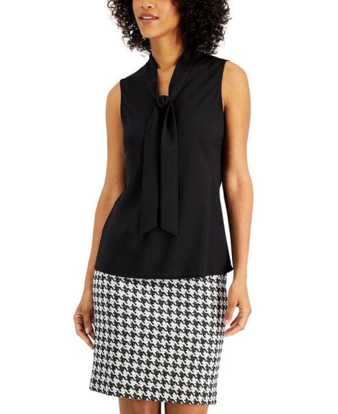 Women's Sleeveless Tie-Neck Top, Regular and Petite Sizes