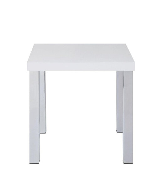 Harta End Table, White High Gloss & Chrome