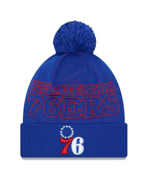 Men's Royal Philadelphia 76ers 2023 NBA Draft Cuffed Knit Hat with Pom