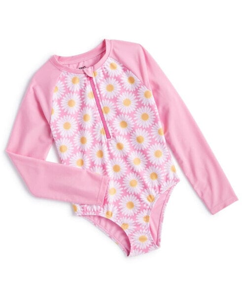 Toddler & Little Girls Daisy-Print Rash Guard Swimsuit, Created for Macy's